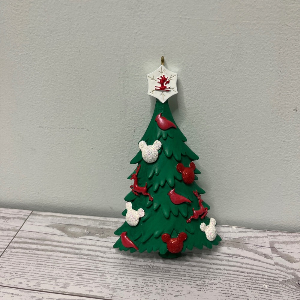 Disney Christmas Tree Ornament Mickey Mouse Reindeer Cardinal Snowflake Green